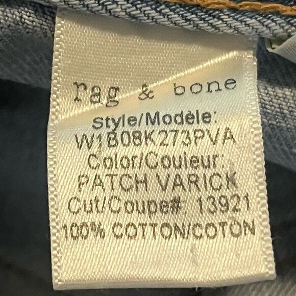 Rag & Bone Woman’s Denim Snap Button Up Dark Denim Pockets In Light Denim Sz 28 - Picture 6 of 6